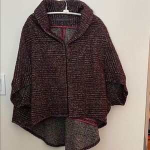 Tru Trussardi Burgundy Knit Poncho